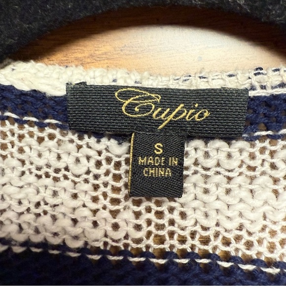 Cupio size small gray/blue duster length Striped Open-Front Cardigan Sweater - Picture 6 of 6